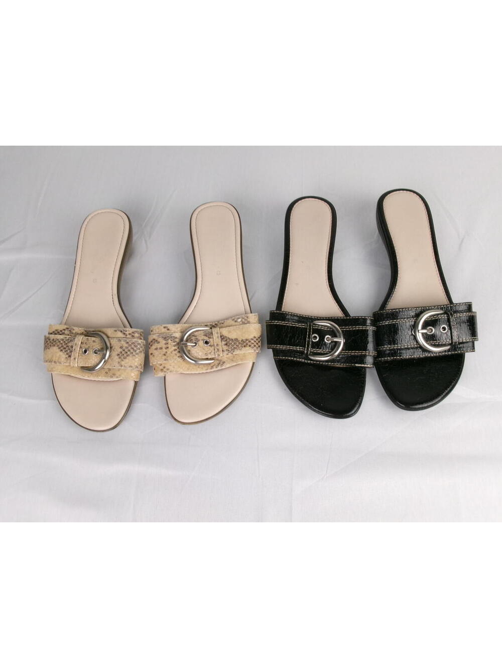 Connie Handmade In Italy Slide Sandals Lot 2 Pair Size 8 Buckle Mule Shoes